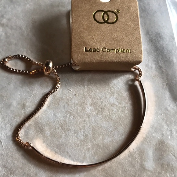 ROSE GOLDTONE 'LOVE' BAR BRACELET - Picture 2 of 2